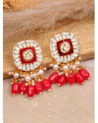 Buy Online Royal Bling Earring Jewelry Gold-Plated Pink Crystal/Pearl Double Layered Chandbali Earrings For Women/Girl's Jewellery RAE1232