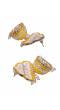 Crunchy Fashion Gold Plated Yellow-White Cloudy Meenakari & Pearl Jhumka Earrings 