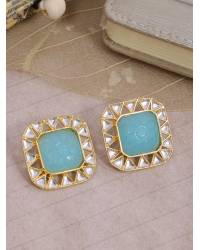 Buy Online Royal Bling Earring Jewelry Gold-plated Sea Green Round Check square  Design Jhumka Earrings RAE1559 Jewellery RAE1559
