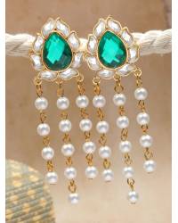 Buy Online Royal Bling Earring Jewelry Antique Dark Green Stone Leaf stud oxidized silver Jhumka RAE1444 Jewellery RAE1444