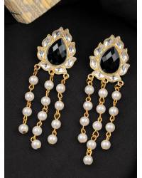 Buy Online Royal Bling Earring Jewelry Gold-Plated Jhalar Bali Hoop Earrings With Blue Pearls RAE1478 Jewellery RAE1478