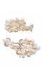 Crunchy Fashion Gold-Plated Kundan Black Studded & Beadded Dangler Earring RAE2246