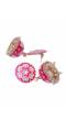 Gold-Plated Pink Meenakari Work Jhumka Earrings 