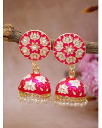 Buy Online Royal Bling Earring Jewelry New Stylish Collection Of Hoops Jhumka Earring Gold Plated- Pink RAE1264 Jewellery RAE1264