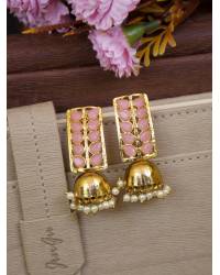Buy Online Royal Bling Earring Jewelry Gold-Plated Embelished Pink Kundan and  Faux Pearl Jhumka Earrings RAE1813 Jewellery RAE1813