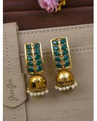 Buy Online Crunchy Fashion Earring Jewelry Retro Gold Jhumka Sky Blue Beads Long Chain Tassel Hangers Earrings RAE1780 Jewellery RAE1780