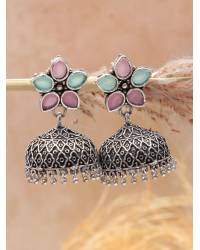Buy Online Crunchy Fashion Earring Jewelry Oxidized Silver Fan Shaped Chandelier Earrings Combo Jewellery CMB0048