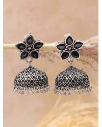 Buy Online Royal Bling Earring Jewelry Gold-Plated Kundan Studded Floral Patterned Meenakari Jhumka Earrings in White Color with Pearls RAE0792 Jewellery RAE0792