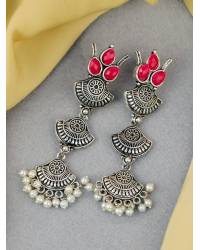 Buy Online Crunchy Fashion Earring Jewelry Mint Green Stylish Long Jhumka Earrings with Ear Chain Drops & Danglers RAE2434