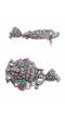 Crunchy Fashion Oxidized Silver Traditional Multicolor Stone Goddess Laxmi Jhumki Earrings RAE2270