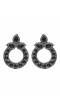 Crunchy Fashion Oxidized Silver Pota Black Pota Stone Dangler Earrings RAE2271