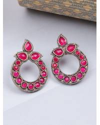 Buy Online Crunchy Fashion Earring Jewelry Traditional  Meenakari Enamel Kundan Pearl White Lotus Chandbali Earrings RAE1043 Jewellery RAE1043