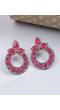 Crunchy Fashion Oxidized Silver Pota Pink Pota Stone Dangler Earrings RAE2272