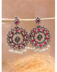 Buy Online Crunchy Fashion Earring Jewelry Kundan Studded Pink & Mint Green Drop Earrings for Women Drops & Danglers RAE2439