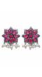 Crunchy Fashion Drop Flower Ear Stud Red Silver Pearl Earrings  RAE2282
