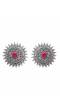 Crunchy Fashion Oxidized Silver Red Stone Oxidized Stud Earrings RAE2283