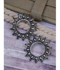 Oxidised Silver Studded Earring For Women/Girl's