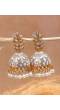 Gold-Plated Leaf Meenakari Jhumka Grey Stone Earrings RAE2293