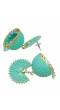 Traditional Gold-Tone Turquoise Blue Peacock Pearl Earrings RAE2295