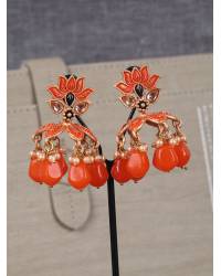 Buy Online Crunchy Fashion Earring Jewelry Red & Brown Crystal metal Drop earring Jewellery CMB0138