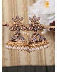 Buy Online Royal Bling Earring Jewelry Gold-Plated Kundan Stone Dangler Blue Pearl Studs Earring RAE1871 Jewellery RAE1871