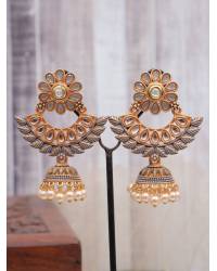 Buy Online Crunchy Fashion Earring Jewelry Crunchy Fashion Gold-Tone Women Antique Elegance Yellow Stone Pearl Drop Earrings RAE2321 Drops & Danglers RAE2321