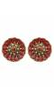 Crunchy Fashion Red Kundan Gold- Tone Polki Ethnic Stud Earrings For Womens & Girls RAE2326