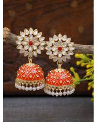 Buy Online Crunchy Fashion Earring Jewelry SwaDev Indian Designer Yellow Handpainted Meenakari Jhumka Earring SDJJE0004 Jhumki SDJJE0004
