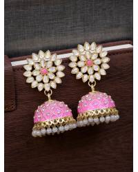 Buy Online Crunchy Fashion Earring Jewelry Gold-Plated Floral Maroon Stone Jhumai Earrings  Jewellery RAE1594