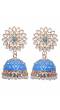 Gold-Plated Blue Meenakari Jhumka Earrings with Crystal Work