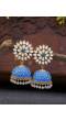 Gold-Plated Blue Meenakari Jhumka Earrings with Crystal Work