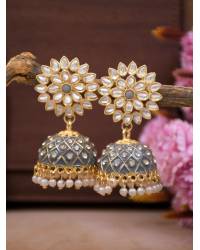 Buy Online Crunchy Fashion Earring Jewelry Crunchy Fashion Gold-Plated Kundan Pink Floral  Earring Set RAE2121 Jhumki RAE2121