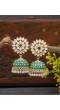 Gold-Plated Green Meenakari Jhumka Earrings with Crystal Work