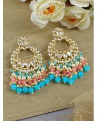 Buy Online Crunchy Fashion Earring Jewelry Cascaded Love Earrings in Blue- Handmade Heart Beaded Drops & Danglers CFE2055