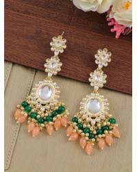 Buy Online Crunchy Fashion Earring Jewelry Pink-Gold Beaded Handmade Earrings - Perfect for Weddings & haldi Mehndi Jewellery CFE2421