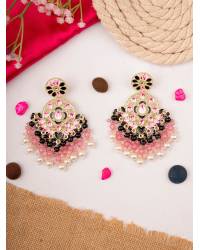 Buy Online Crunchy Fashion Earring Jewelry Gold-Plated Floral Pink Stone Jhumai Earrings  Jewellery RAE1597