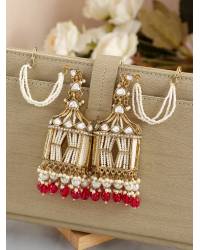 Buy Online Royal Bling Earring Jewelry Gold-Plated Red Meenakari Hoops Earrings RAE1364 Jewellery RAE1364