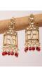 Stylish Wine Red Pearls Doli-Palki Kundan Earrings With Ear Chain