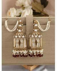 Buy Online Crunchy Fashion Earring Jewelry Crunchy Fashion Gold-Plated  Embelished  Red Faux Stone Dangler Earrings CFE1766 Jewellery CFE1766