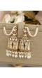 tylish White Pearls Doli-Palki Kundan Earrings With Ear Chain