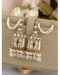 Buy Online Crunchy Fashion Earring Jewelry Gold -Plated White Jhalar Fashion Earrings RAE1181 Jewellery RAE1181