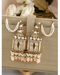 Buy Online Crunchy Fashion Earring Jewelry Retro Gold Jhumka Sky Blue Beads Long Chain Tassel Hangers Earrings RAE1780 Jewellery RAE1780
