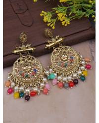 Buy Online Royal Bling Earring Jewelry Crunchy Fashion Gold-Plated  Black Perals Marvelous Bollywood Style White Kundan Earrings RAE1912 Jewellery RAE1912
