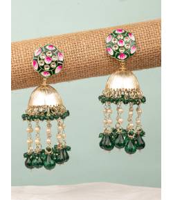 Gorgeous Green Floral Jhumka Earrings for Women & Girls