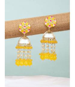 Beautiful Yellow Floral Jhumka Earrings for Weddings, Parties &