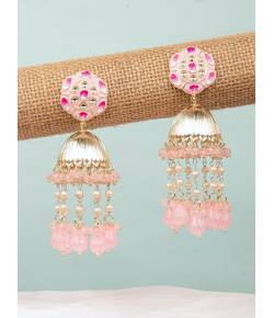 Gorgeous Pink Floral Jhumka Earrings for Stylish Women