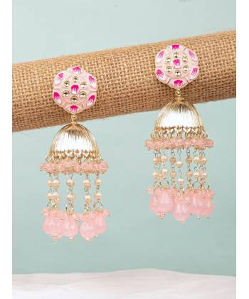 Gorgeous Pink Floral Jhumka Earrings for Stylish Women