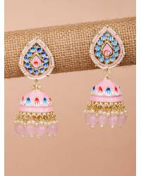 Buy Online Crunchy Fashion Earring Jewelry Crunchy Fashion Gold-Plated Kundan Dangler Tassel White & Green Pearl Earrings RAE1875 Jewellery RAE1875