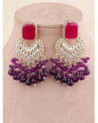 Buy Online Crunchy Fashion Earring Jewelry Crunchy Fashion Oxidized Silver Red Stone Pearl Drop Earrings RAE2209 Drops & Danglers RAE2209