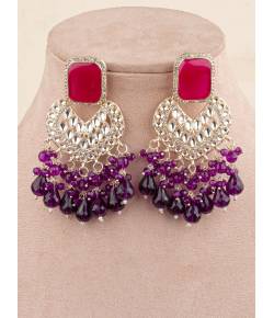 Unique & Beautiful Purple Kundan Earrings for Women &
